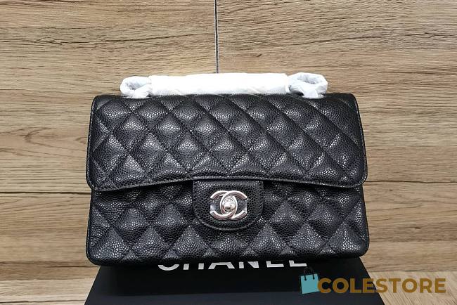 	 Colestore Chanel Flap Small Black Caviar Sliver Hardware 14.5x23cmx6cm - 1