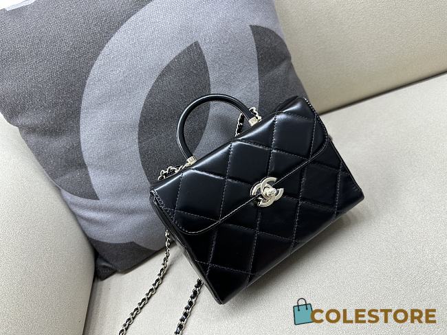 Colestore Mini Box Bag Shiny Calfskin & Gold-Tone Metal Black  - 1