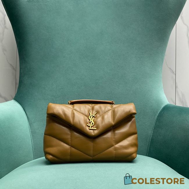 	 Colestore YSL LouLou Puffer Shoulder Brown Bag 23x8.5x15.5 - 1