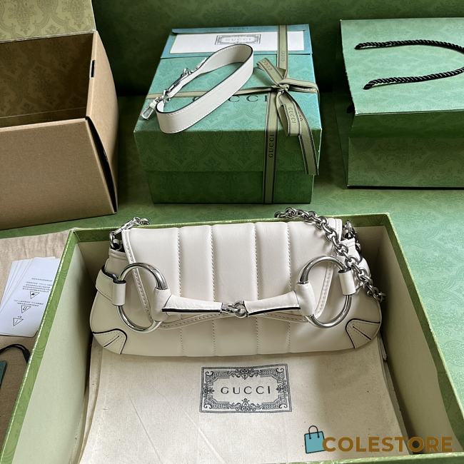 	 Colestore Gucci Horsebit Chain In White Small Size 27*11.5*5cm - 1
