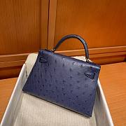 Colestore Hermes Mini Kelly Ostrich Blue Navy  - 3