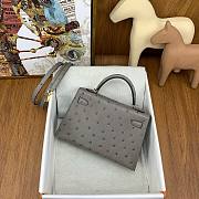 	 Colestore Hermes Mini Kelly Ostrich Grey - 3
