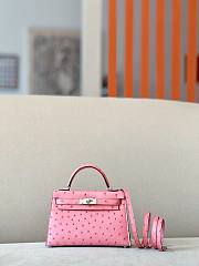 	 Colestore Hermes Mini Kelly Ostrich Pink  - 1