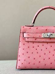 	 Colestore Hermes Mini Kelly Ostrich Pink  - 4