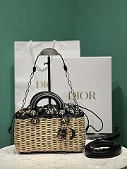Colestore Dior - Medium Lady D-Joy Bag Natural and Black Wicker 22x12x5 - 1