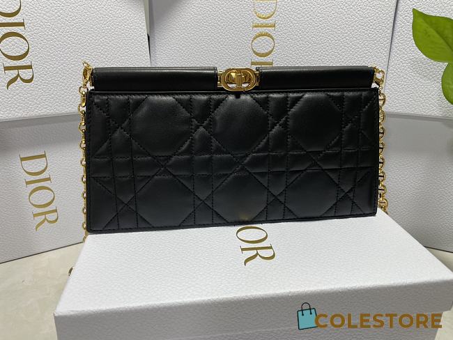 Colestore Dior Caro Colle Noire Clutch With Chain Black Size 27.5 x 14 x 4.5 cm  - 1