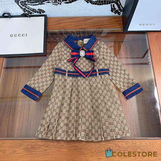 	 Colestore Gucci Dress Baby Girl Brown - 1