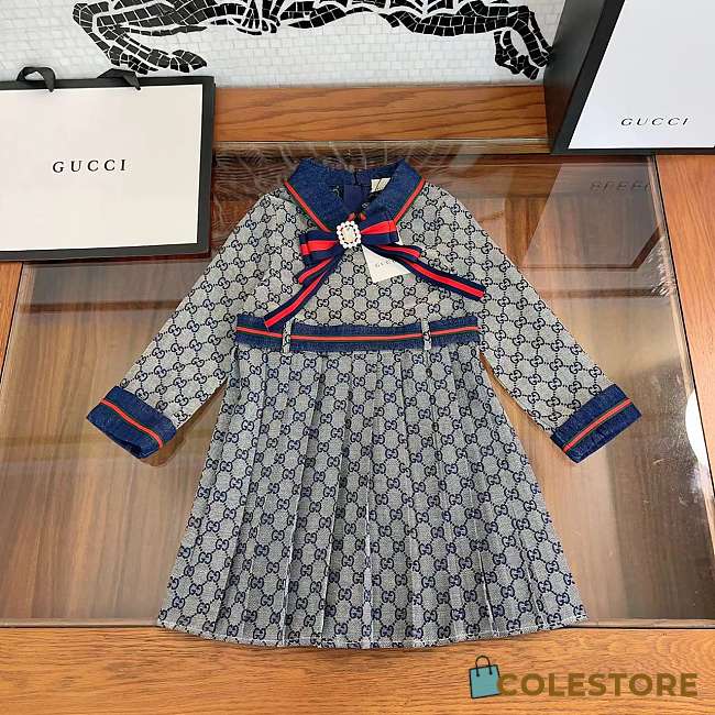 	 Colestore Gucci Dress Baby Girl Blue - 1