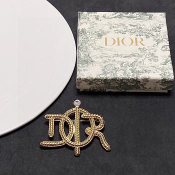 Colestore Christian Dior Gold Tone Logo Brooch