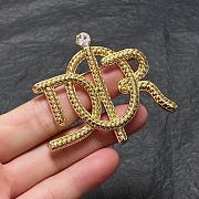 Colestore Christian Dior Gold Tone Logo Brooch - 4