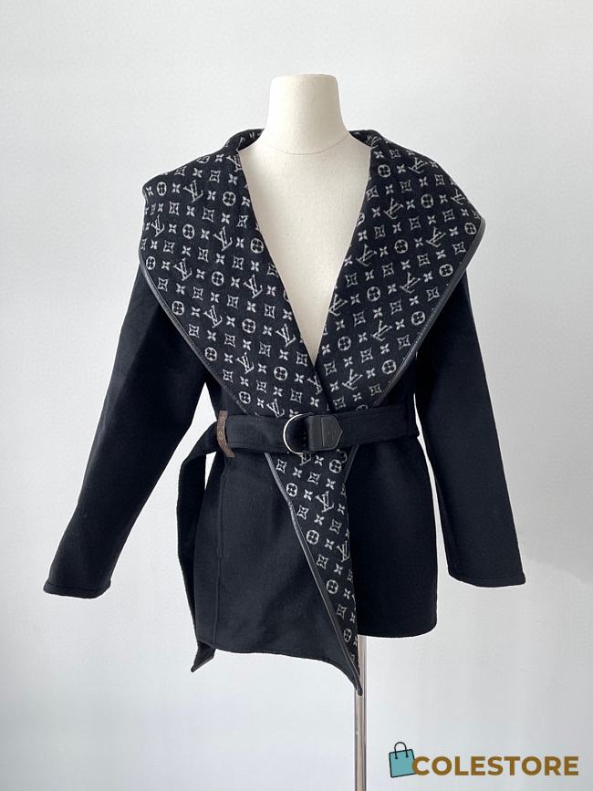 Louis Vuitton Signature Short Hooded Wrap Coat Blue - 1