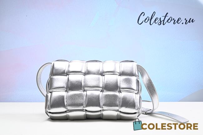 Colestore Bottega Veneta Padded Cassette Crossbody Bag Silver Size 26x18x8cm - 1