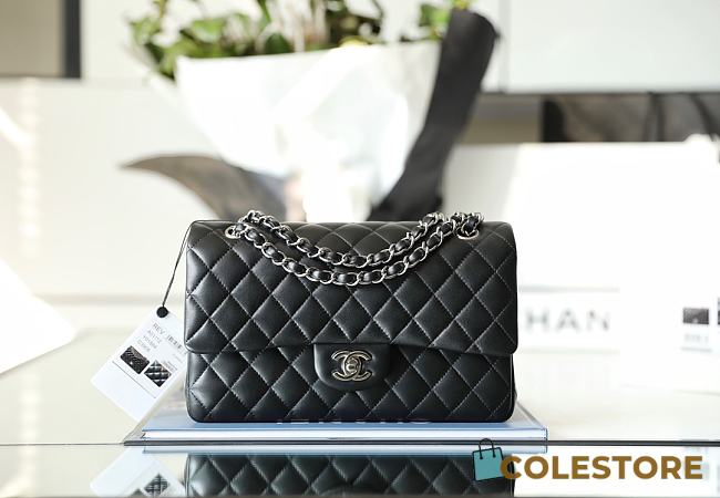 Colestore Chanel Flap Medium Black Silver Hardware 15.5x25.5x6.5cm - 1