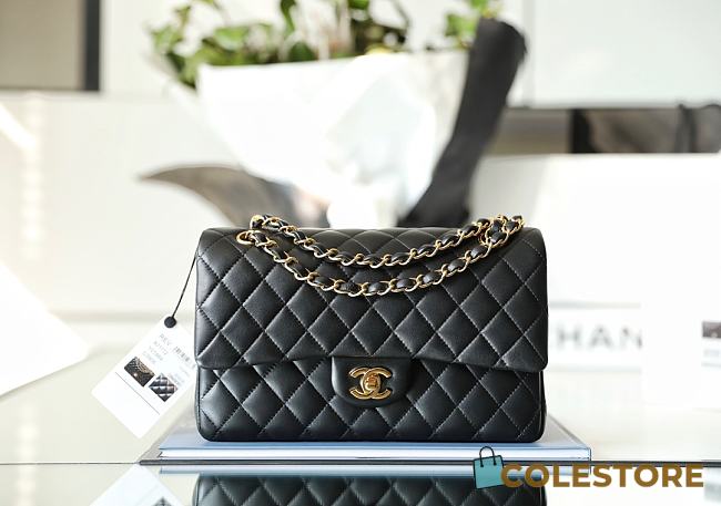 	 Colestore Chanel Flap Medium Black Gold Hardware 15.5x25.5x6.5cm - 1