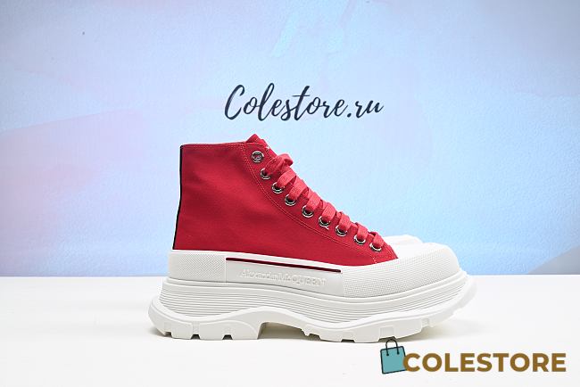 Colestore Alexander McQueen Slick Lace Up Sneakers ‘Red’ - 1