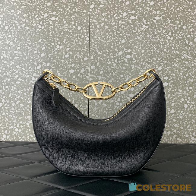 Colestore Small Vlogo Moon Hobo Bag In Leather With Chain 29x23x11cm - 1