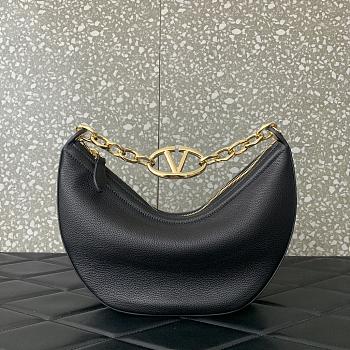 Colestore Small Vlogo Moon Hobo Bag In Leather With Chain 29x23x11cm