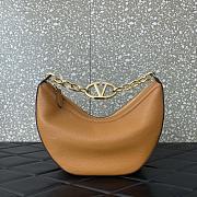 	 Colestore Small Vlogo Moon Hobo Bag In Leather With Chain Brown 29x23x11cm - 1