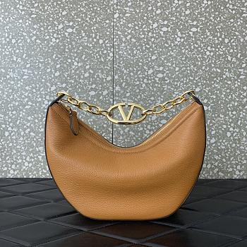 	 Colestore Small Vlogo Moon Hobo Bag In Leather With Chain Brown 29x23x11cm