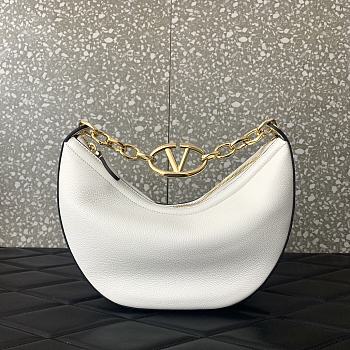 	 Colestore Small Vlogo Moon Hobo Bag In Leather With Chain White 29x23x11cm