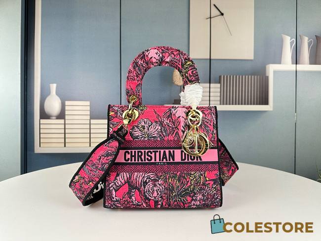Colestore Dior Medium Lady D-Lite Bag Pink Size 24x20x11cm - 1