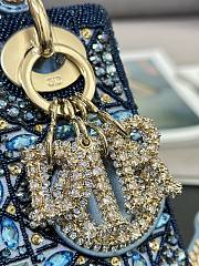 Colestore Dior Lady Small Metallic Calfskin and Satin with Celestial Blue Bead Embroidery  - 5