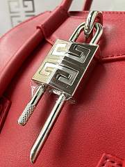 Colestore Givenchy Mini Antigona Lock Leather Bag Burgundy Red 23x27x13cm - 4
