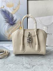 	 Colestore Givenchy Mini Antigona Lock Leather Bag Burgundy White 23x27x13cm - 1