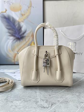 	 Colestore Givenchy Mini Antigona Lock Leather Bag Burgundy White 23x27x13cm