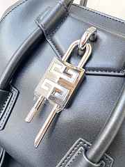 	 Colestore Givenchy Mini Antigona Lock Leather Bag Burgundy Black 23x27x13cm - 2