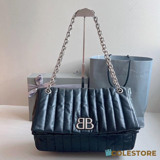 	 Colestore Balenciaga Women's Monaco  Chain Bag Quilted In Black Size 32.5x22 x9.9cm - 1