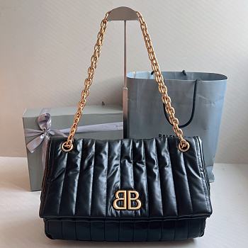 	 Colestore Balenciaga Women's Monaco Gold Chain Bag Quilted In Black Size 32.5x22 x9.9cm
