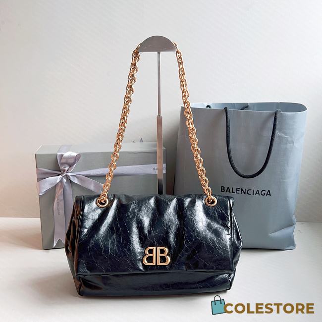 Colestore Balenciaga Monaco Small Chain Bag In Black Size 27.9x18 x9.9cm - 1