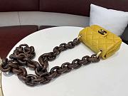 	 Colestore Chanel Yellow Flap Bag With Wooden Strap Size 11X18X7cm - 4