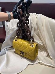 	 Colestore Chanel Yellow Flap Bag With Wooden Strap Size 11X18X7cm - 3