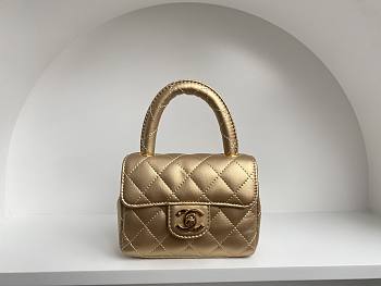 	 Colestore Chanel Vintage Mini Classic Gold Metallic Lambskin Gold Hardware 18cm
