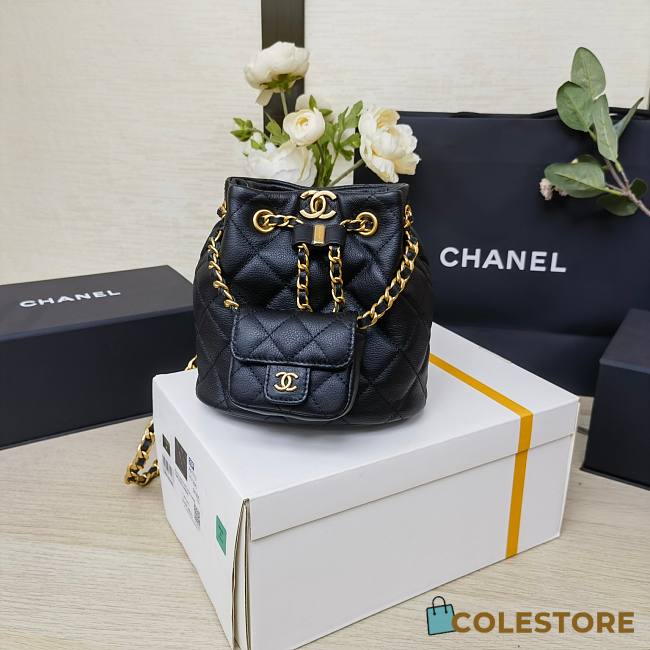 Colestore Chanel AS3947 Black Calfskin Backpack 17*16.5*12cm - 1