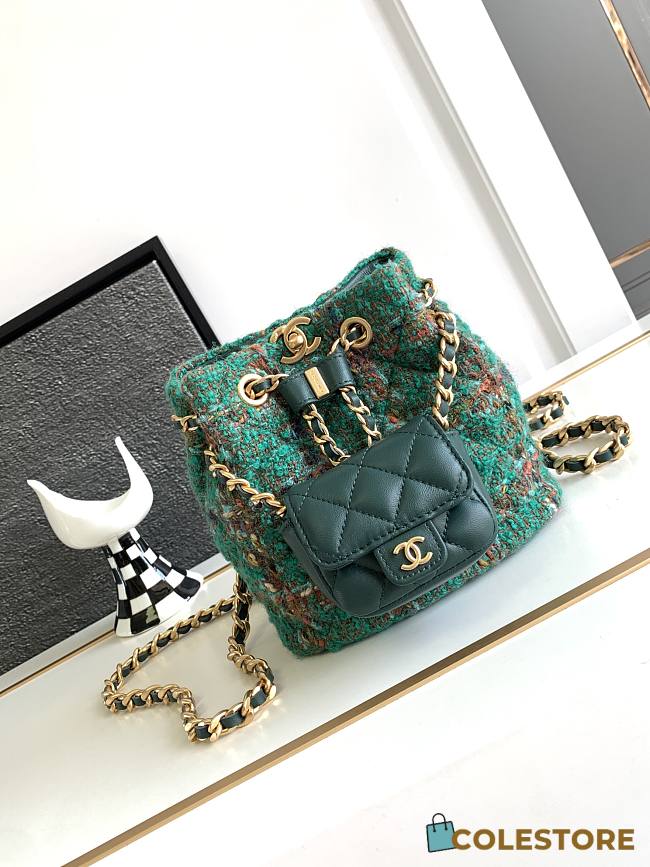 Colestore Chanel AS3947 Green Calfskin Backpack - 17x16.5x12cm - 1