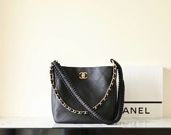 Colestore Chanel Hobo Handbag Black Size 26x25x7.5cm