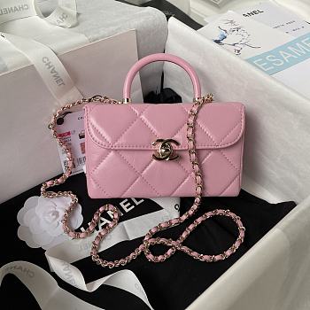 	 Colestore Chanel Mini Box Shiny Calfskin & Gold-Tone Metal Pink 10.5×17×8cm