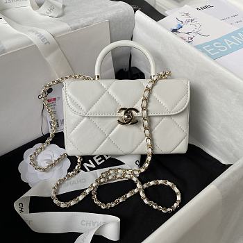 	 Colestore Chanel Mini Box Shiny Calfskin & Gold-Tone Metal White 10.5×17×8cm