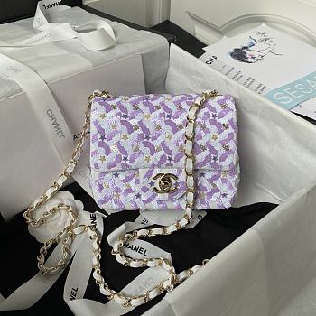 Chanel Mini Flap Bag Sequins & Ruthenium-Finish Metal Size 17cm