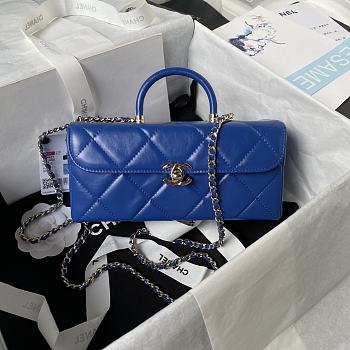 Colestore Chanel AS4471 Small BOX Bag Shiny Calfskin & Gold-Tone Metal Blue