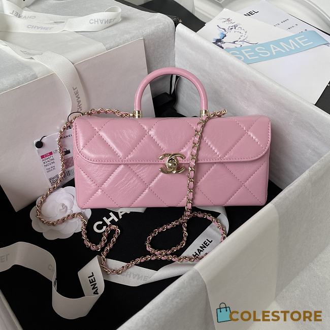 	 Colestore Chanel AS4471 Small BOX Bag Shiny Calfskin & Gold-Tone Metal Pink - 1