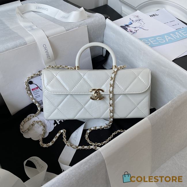 	 Colestore Chanel AS4471 Small BOX Bag Shiny Calfskin & Gold-Tone Metal White - 1