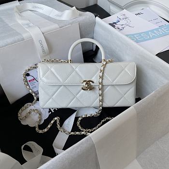 	 Colestore Chanel AS4471 Small BOX Bag Shiny Calfskin & Gold-Tone Metal White