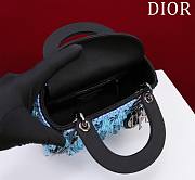 Colestore Dior Lady Black Satin Embroidered With Turquoise Beaded 17*15*7cm - 2