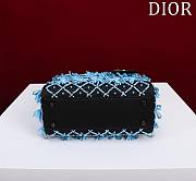 Colestore Dior Lady Black Satin Embroidered With Turquoise Beaded 17*15*7cm - 3
