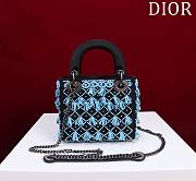 Colestore Dior Lady Black Satin Embroidered With Turquoise Beaded 17*15*7cm - 4
