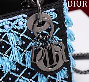 Colestore Dior Lady Black Satin Embroidered With Turquoise Beaded 17*15*7cm - 5